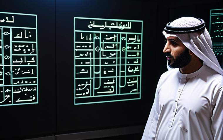 **Image Prompt 1: The Modern Translator's Realm**
    A professional Arab translator, mid-career, with an insightful and focused expression, stands in a sophisticated, dimly lit modern office. Around them, shimmering holographic projections display diverse texts: complex legal documents with Arabic script, intricate medical diagrams, futuristic technological schematics, and elegant classical Arabic poetry. One projection subtly highlights a culturally specific Arabic idiom or a challenging phrase, emphasizing the nuanced understanding required. Another projection shows a partially machine-translated text with a few subtle errors marked, symbolizing the human's role in refining AI output. The background features subtle Arabic geometric patterns. Cinematic lighting, deep focus, high detail, realistic, professional, empowering.